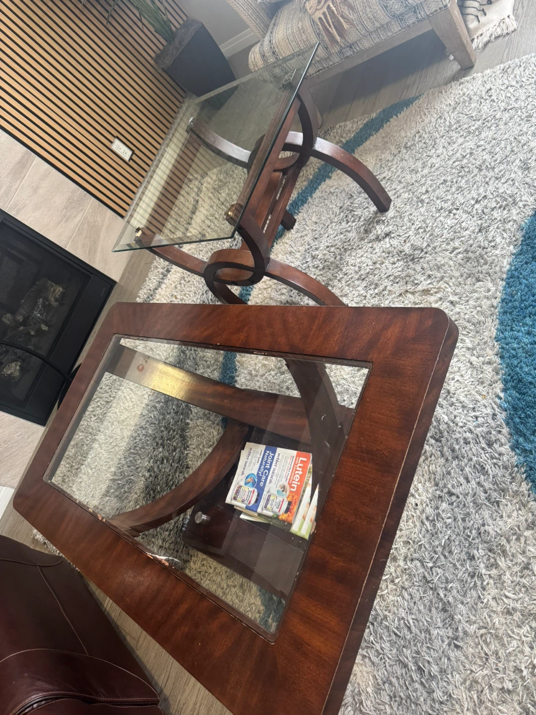 Wooden Coffee Table with Glass Top - photo 2