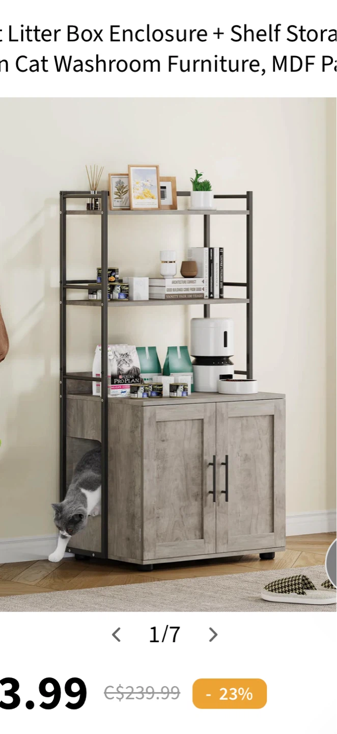 Garvee Cat Litter Box Enclosure with Shelf Storage