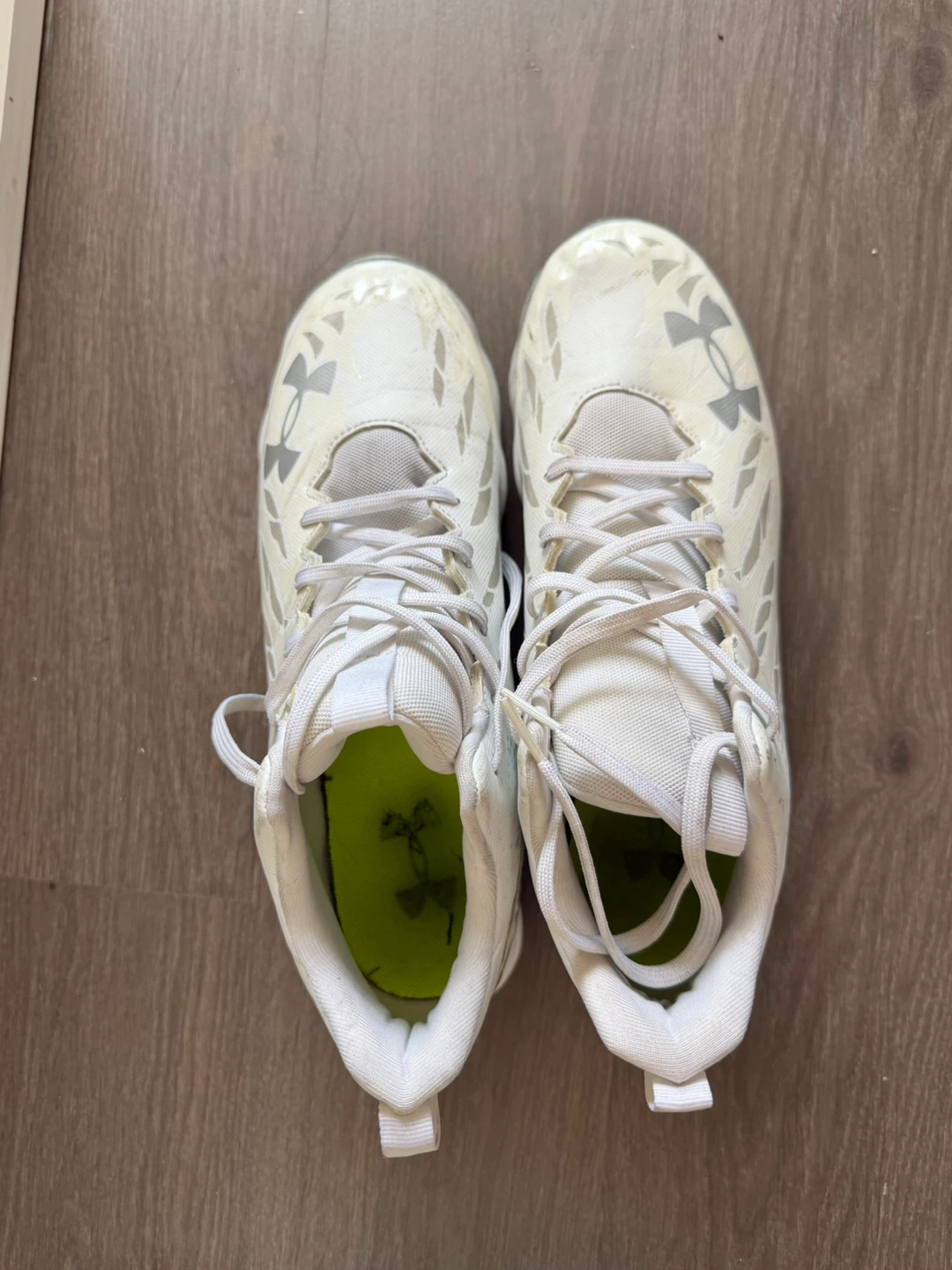 Size 10 US Under Armour White Football Cleats Size 10