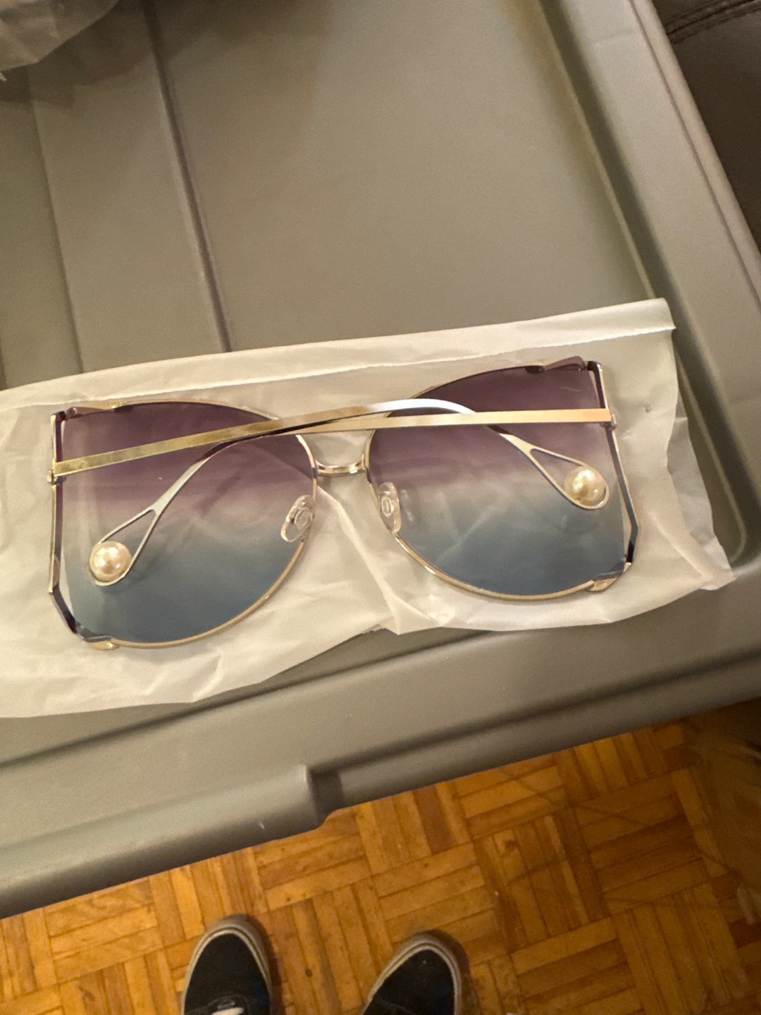 Oversized Cat Eye Sunglasses with Pearl Detail - photo 2