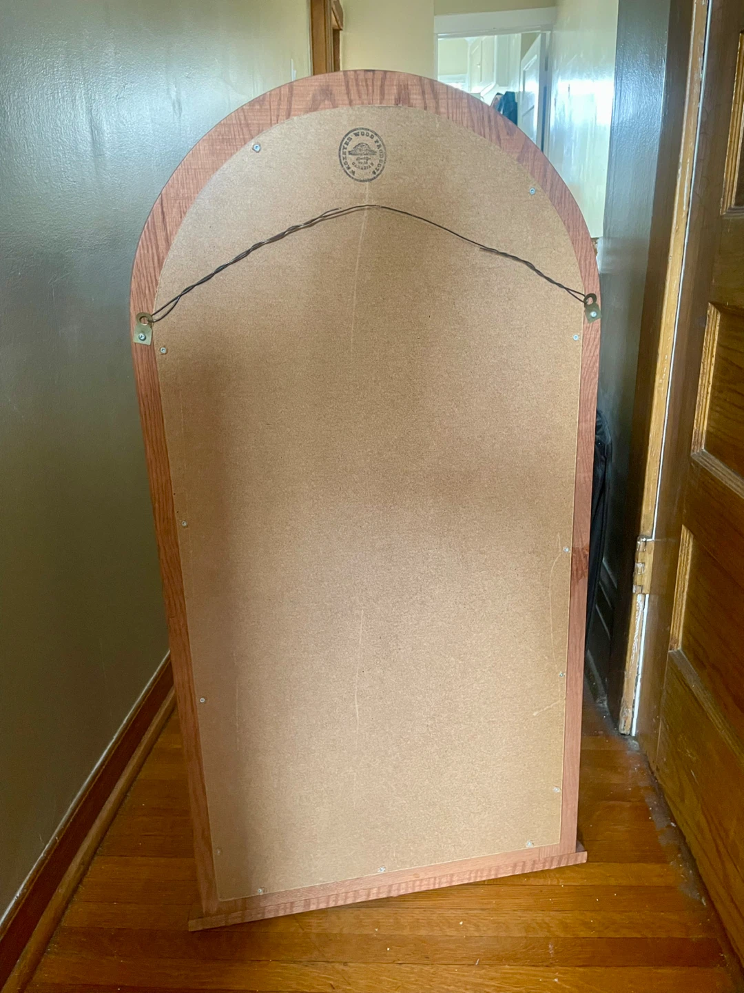 Arched Wooden Mirror with rounded shelf - photo 2