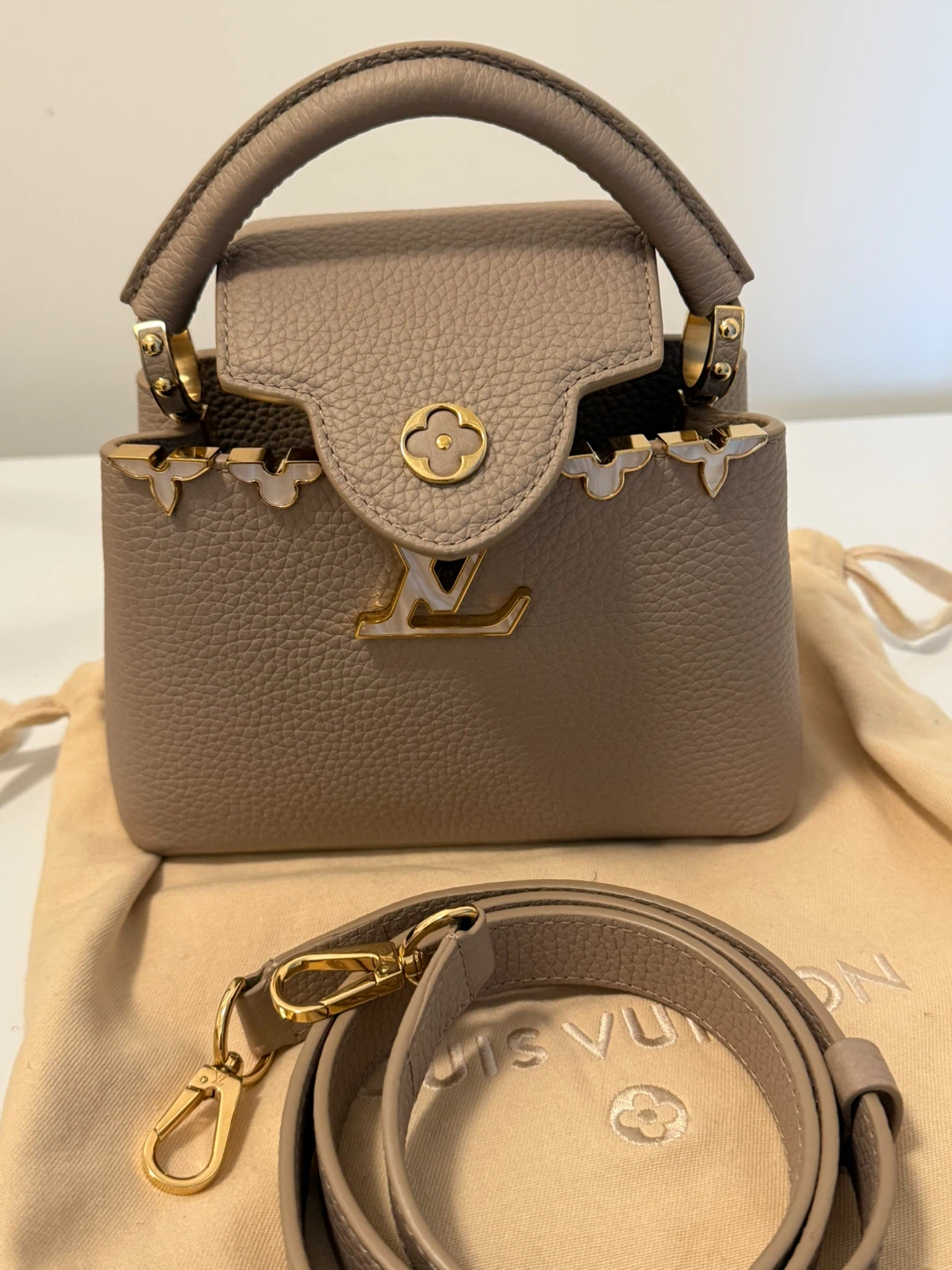 Louis Vuitton Capucines Mini Taurillon Leather Handbag Taupe - photo 4