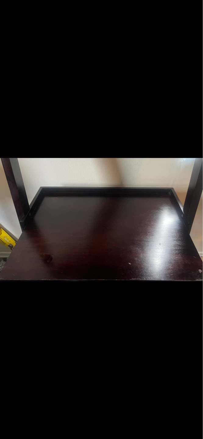 Dark Wood Ladder Shelf with Desk - photo 2