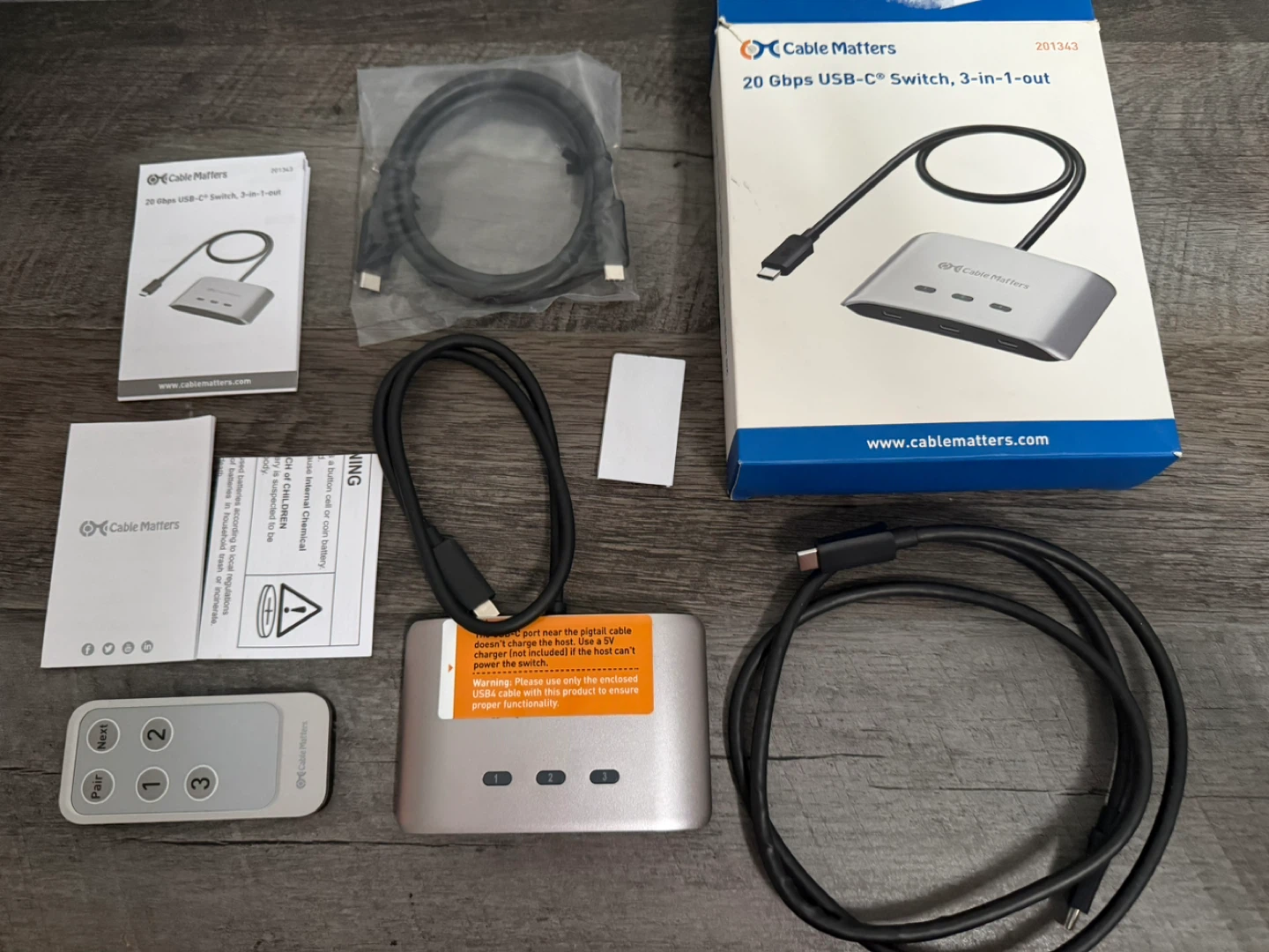 Cable Matters 20Gbps USB-C Switch, 3-in-1-Out