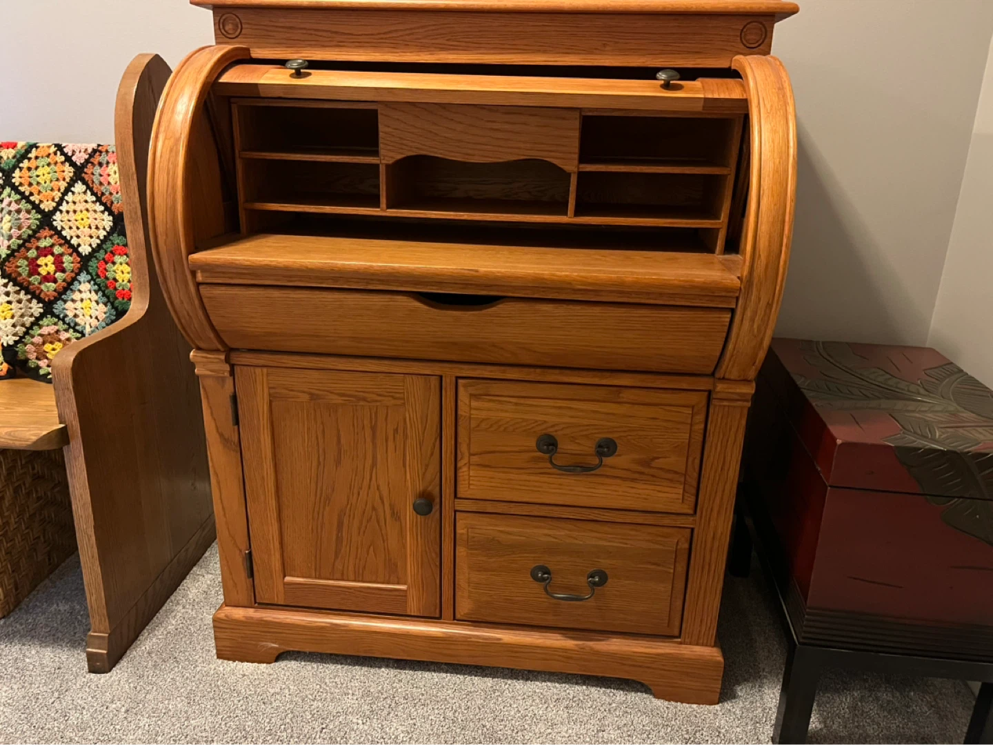Vintage Oak Roll Top Desk