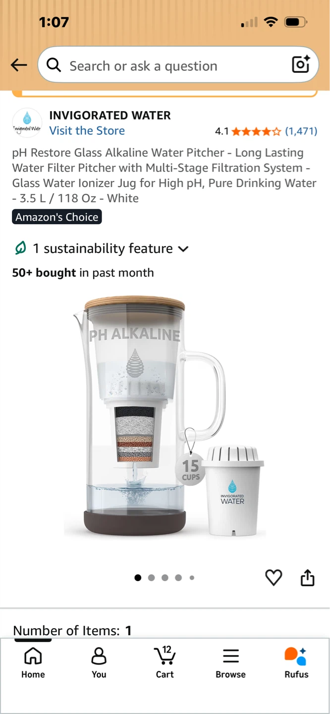 Invigorated Water pH Restore Glass Alkaline Water Pitcher - photo 2