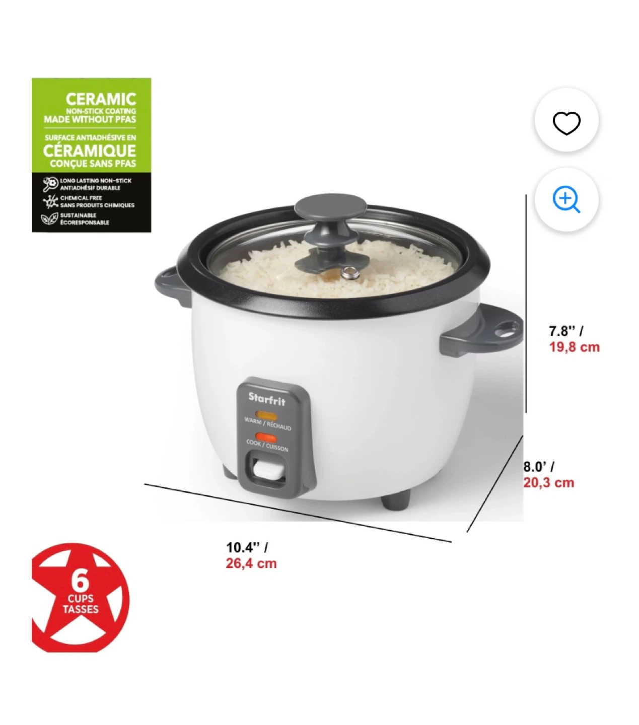 Starfrit Electric 6-Cup Rice Cooker - photo 3