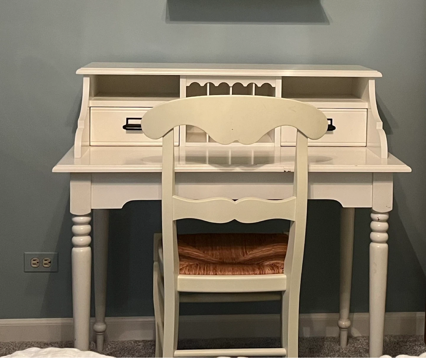 White Writing Desk with Chair - photo 2