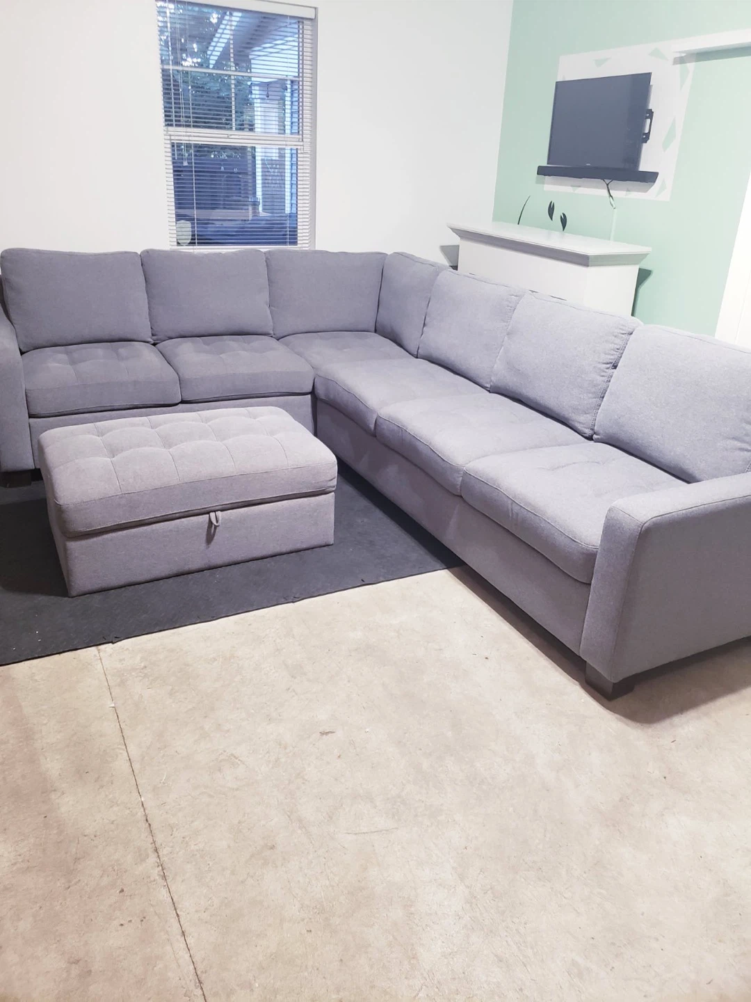 Grey Sectional Sofa with Storage Ottoman ( Delivery Available ) - photo 3