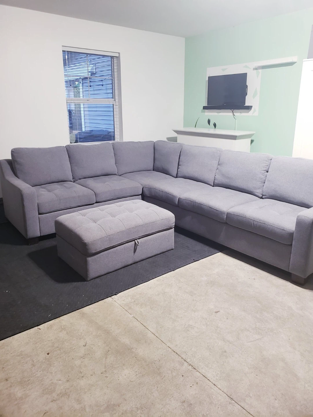 Grey Sectional Sofa with Storage Ottoman ( Delivery Available ) - photo 2