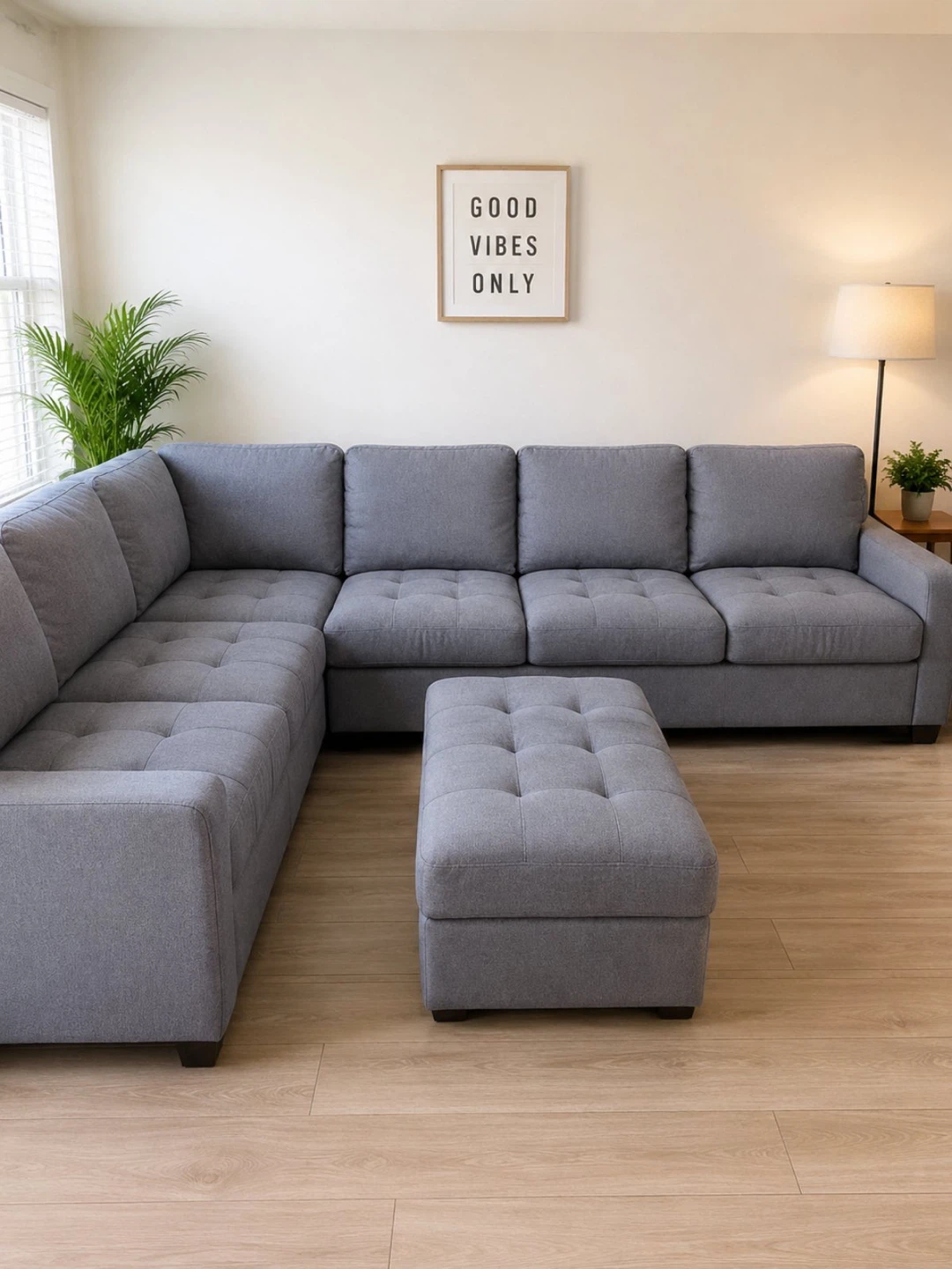 Grey Sectional Sofa with Storage Ottoman ( Delivery Available )