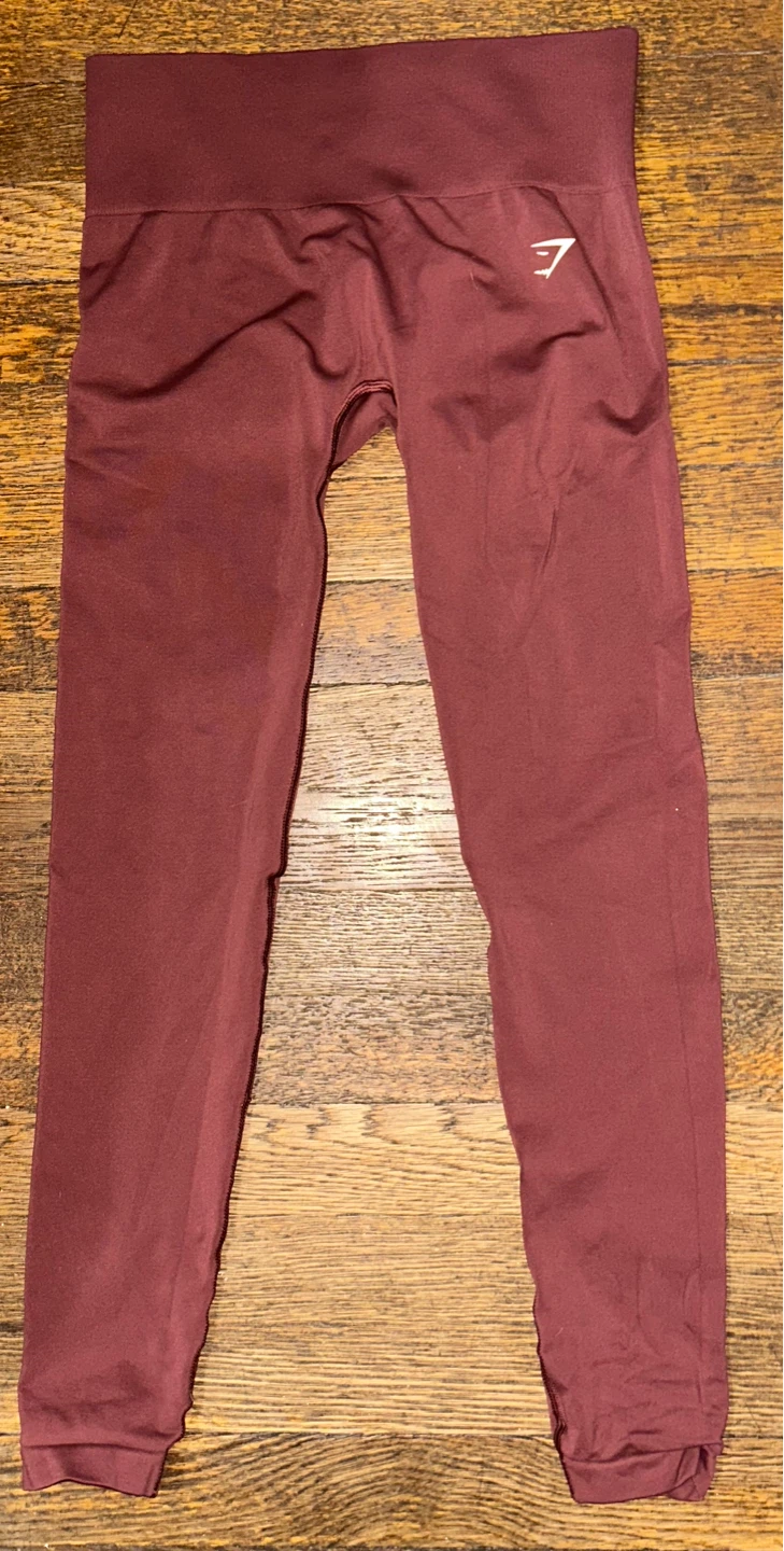 Gymshark Burgundy Seamless Cropped Top & Leggings Set Size S - photo 4