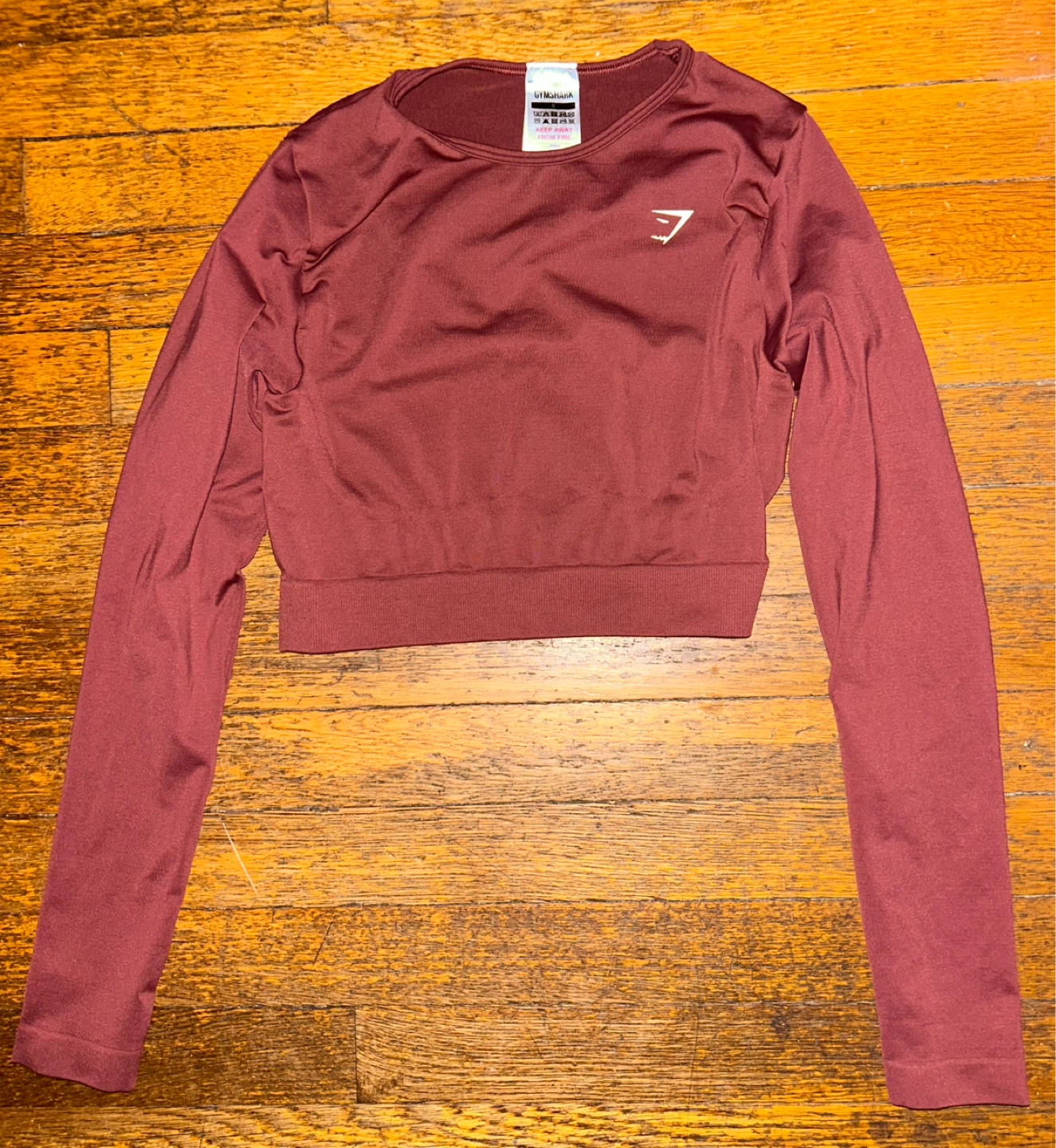 Gymshark Burgundy Seamless Cropped Top & Leggings Set Size S - photo 3