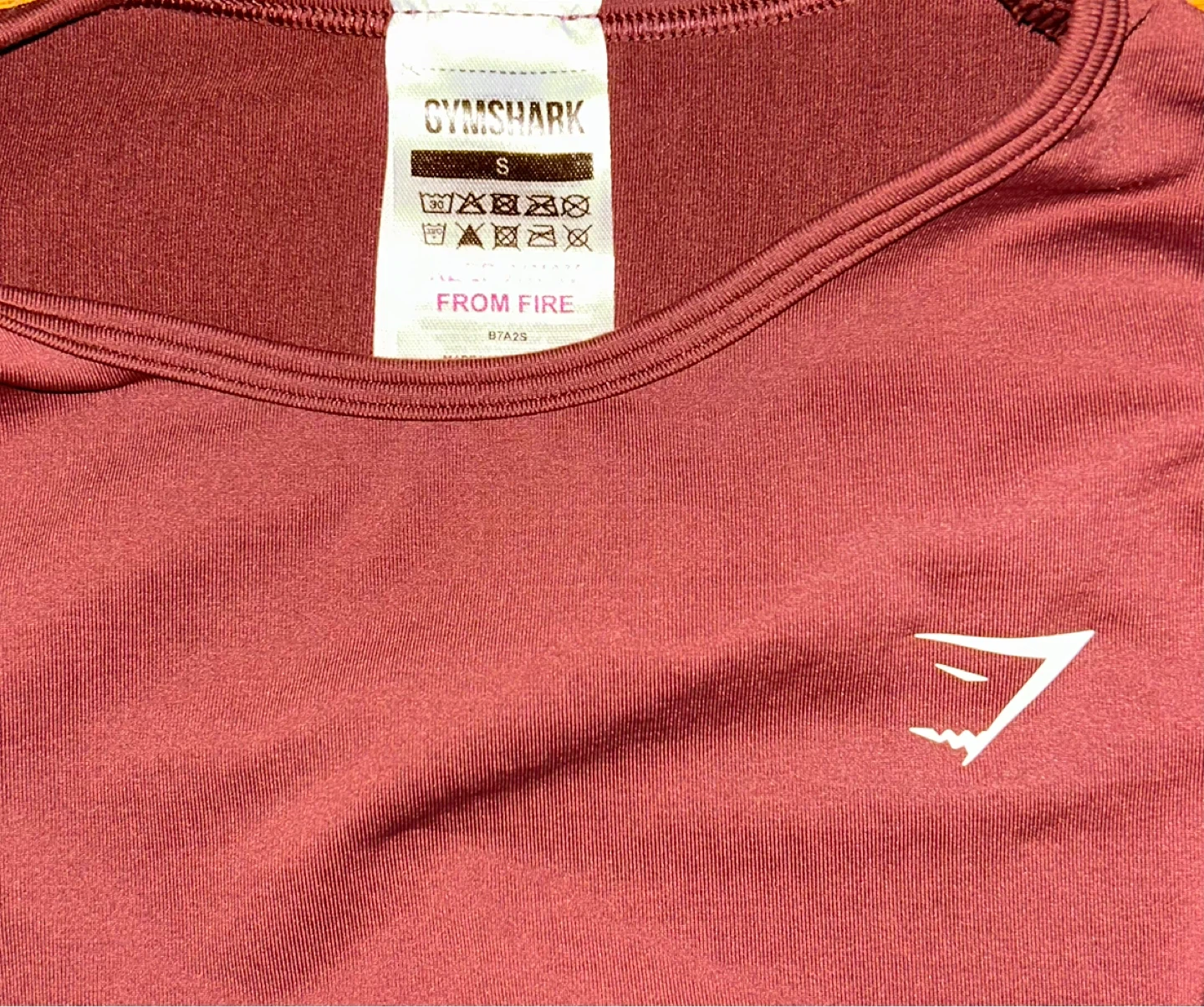 Gymshark Burgundy Seamless Cropped Top & Leggings Set Size S - photo 2