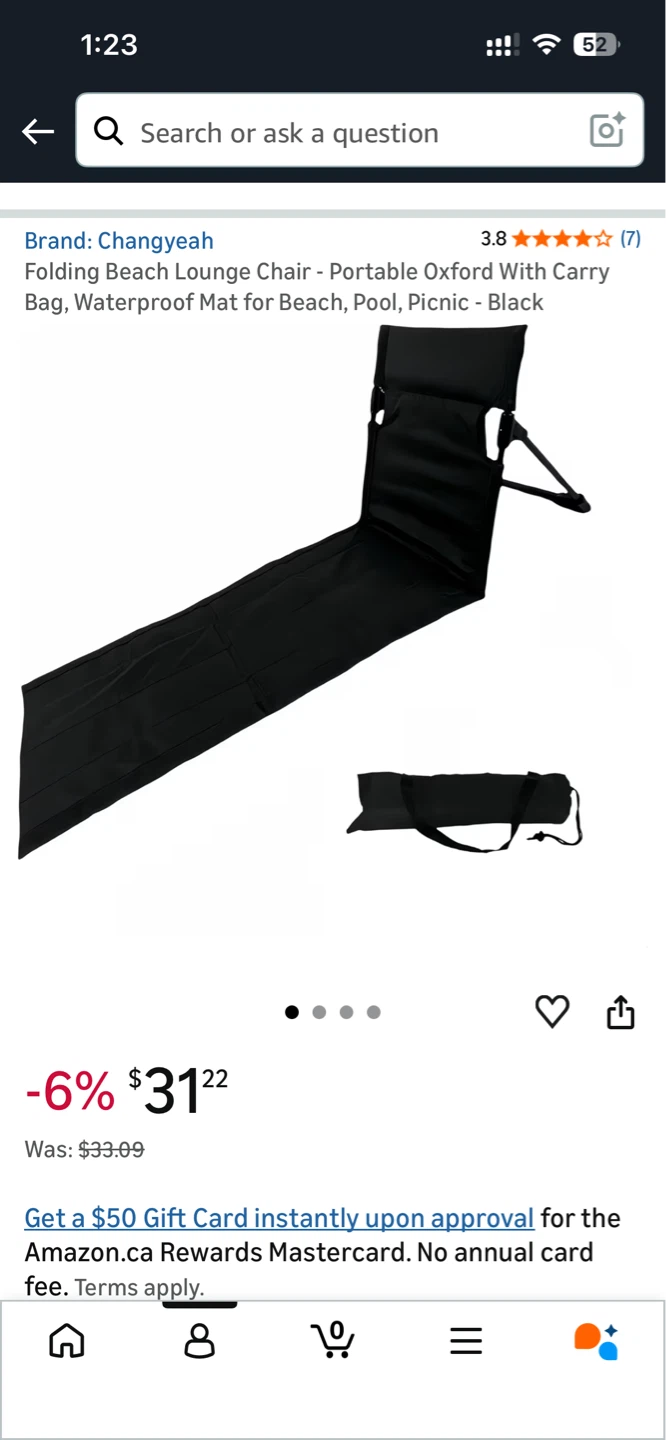 Changyeah Folding Beach Lounge Chair - Black