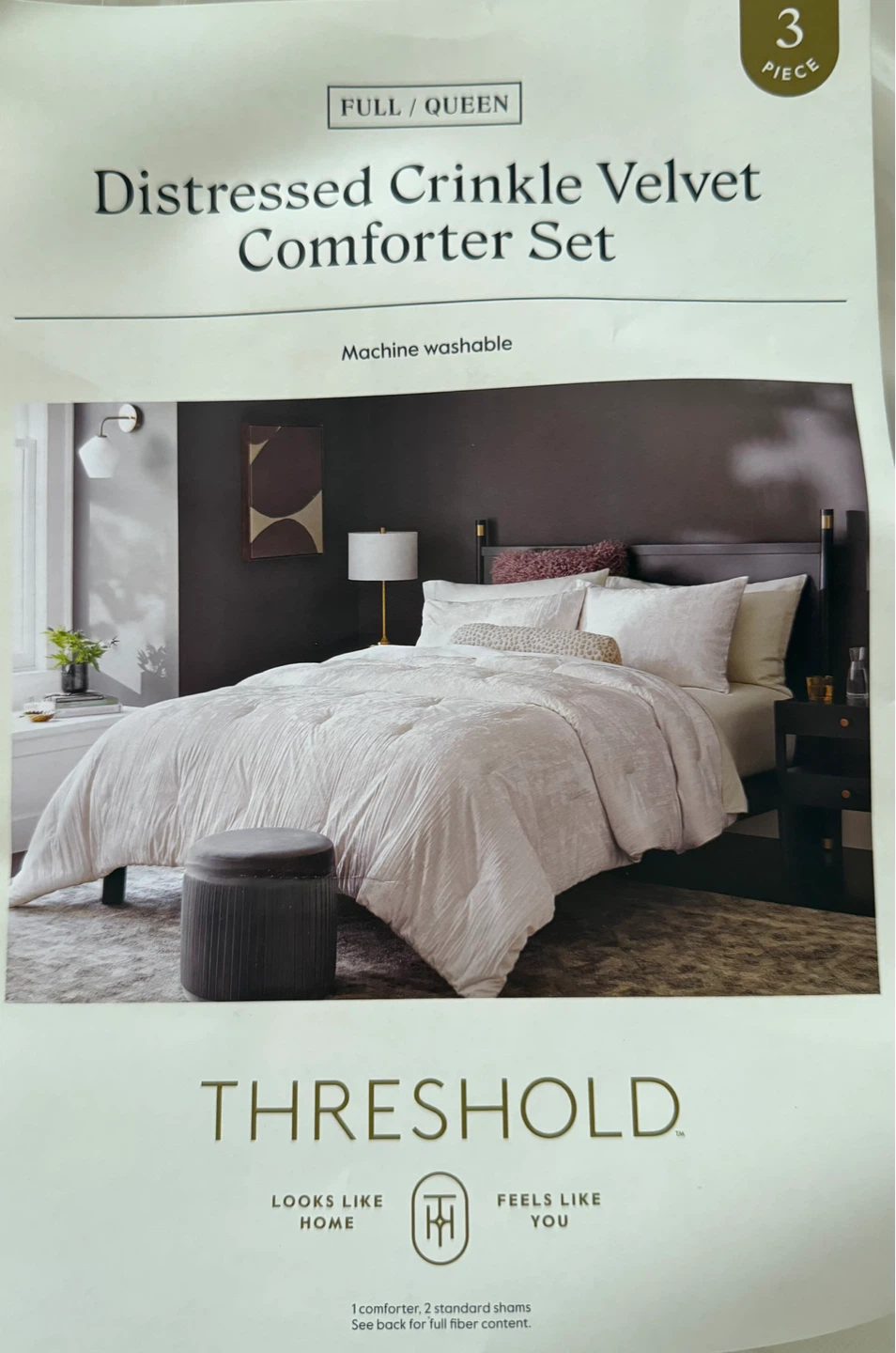 Threshold Distressed Crinkle Velvet Comforter Set - Full/Queen