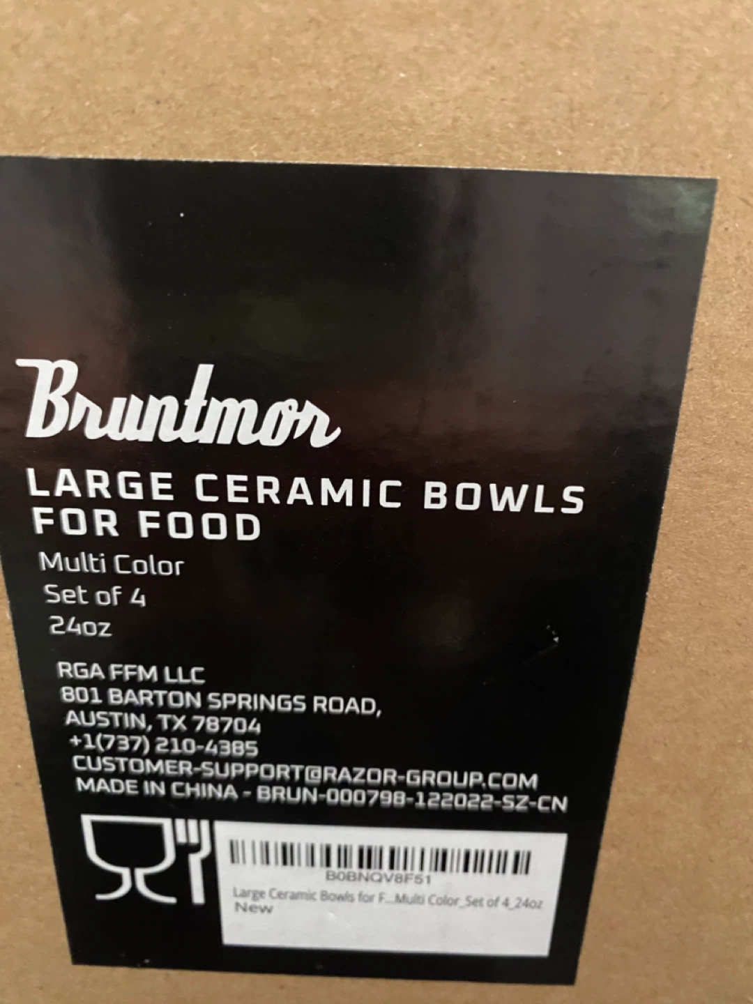 Bruntmor Large Ceramic Bowls for Food Set of 4