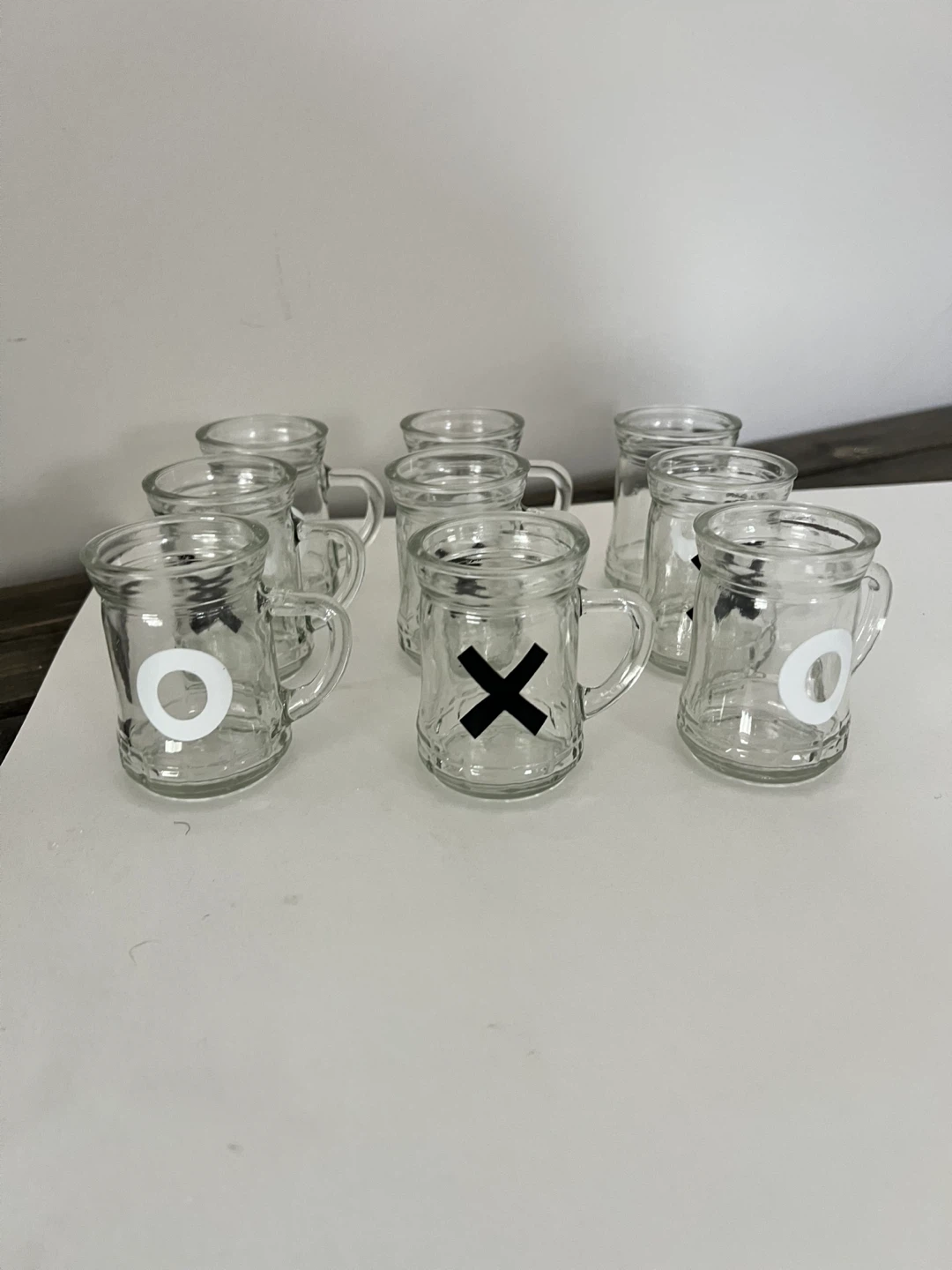 Set of 10 Mini Shot Glasses Tic Tac Toe game