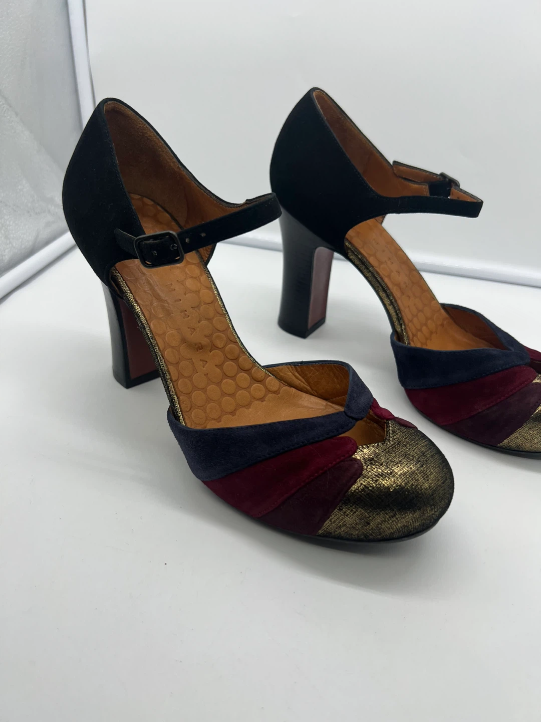 NEW CHIE MIHARA Multicolor Suede Leather Chunky Heeled Shoes 39 - photo 2