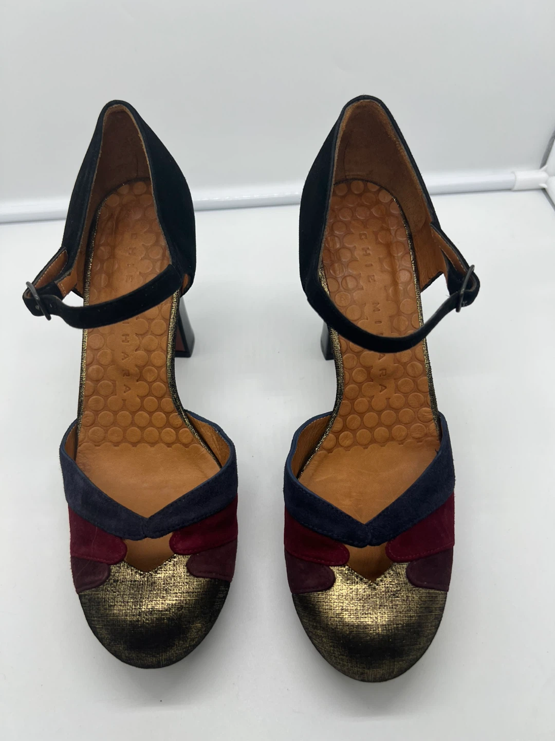 NEW CHIE MIHARA Multicolor Suede Leather Chunky Heeled Shoes 39 - photo 3