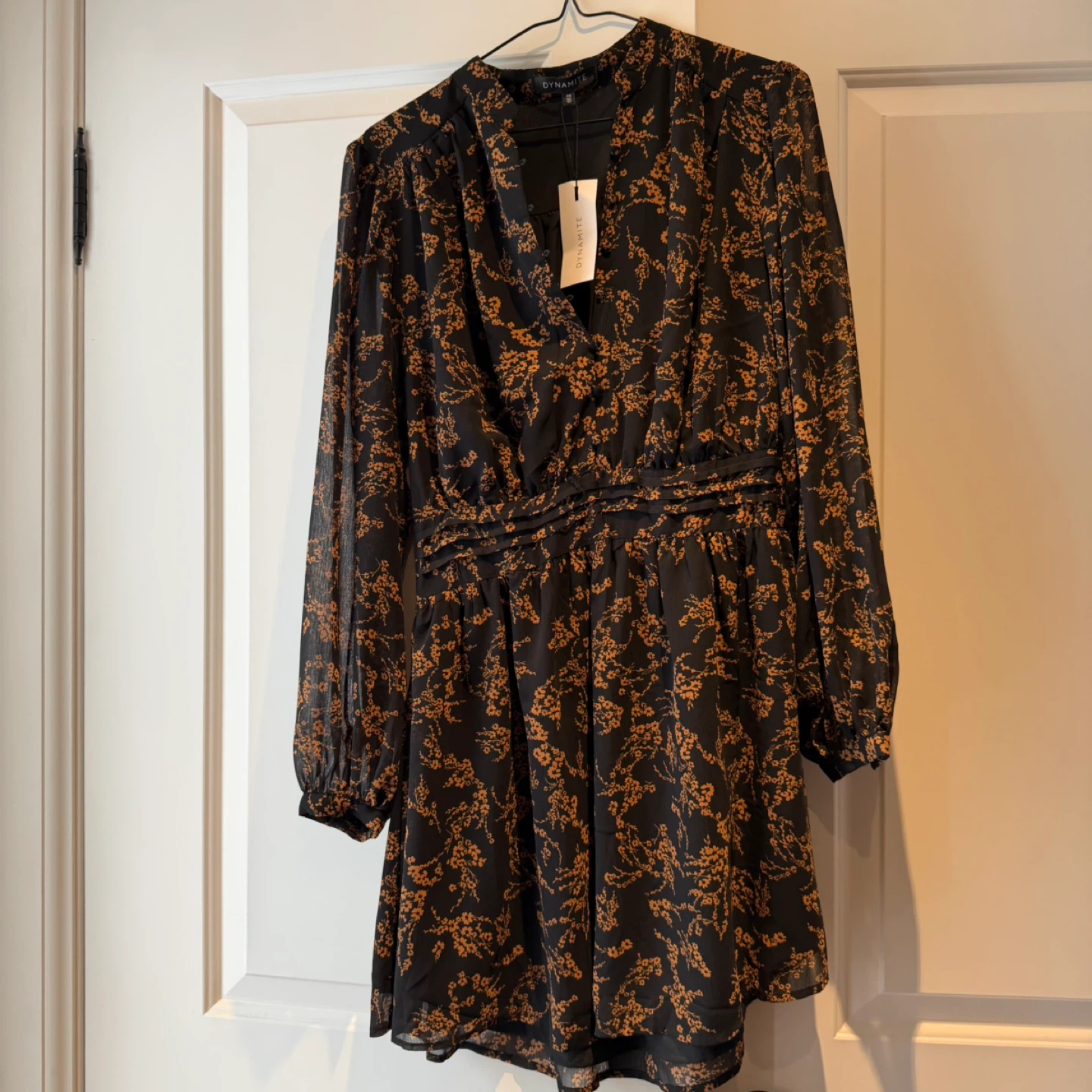 Dynamite Black & Orange Floral Mini Dress