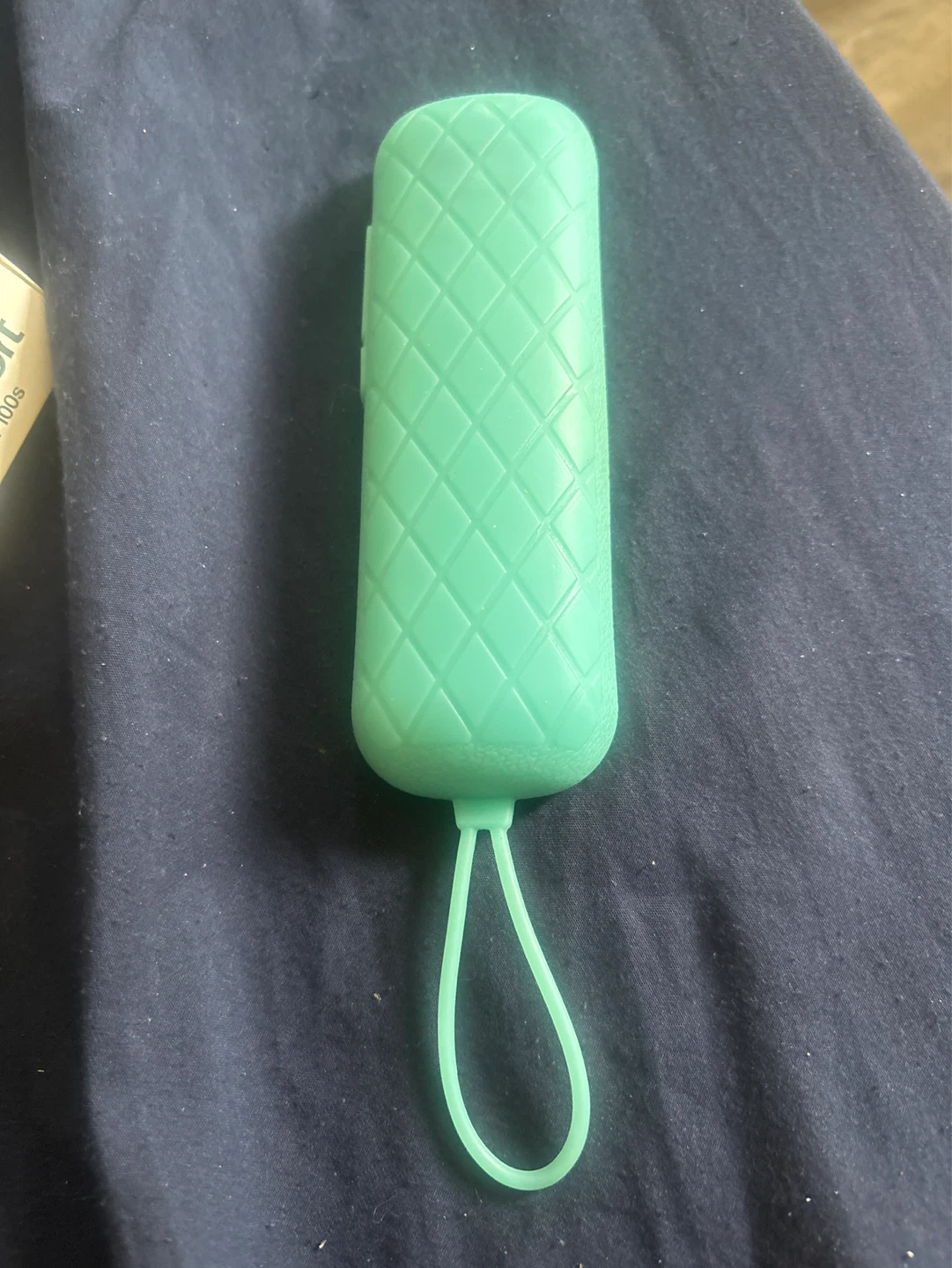 Green quilted case with strap