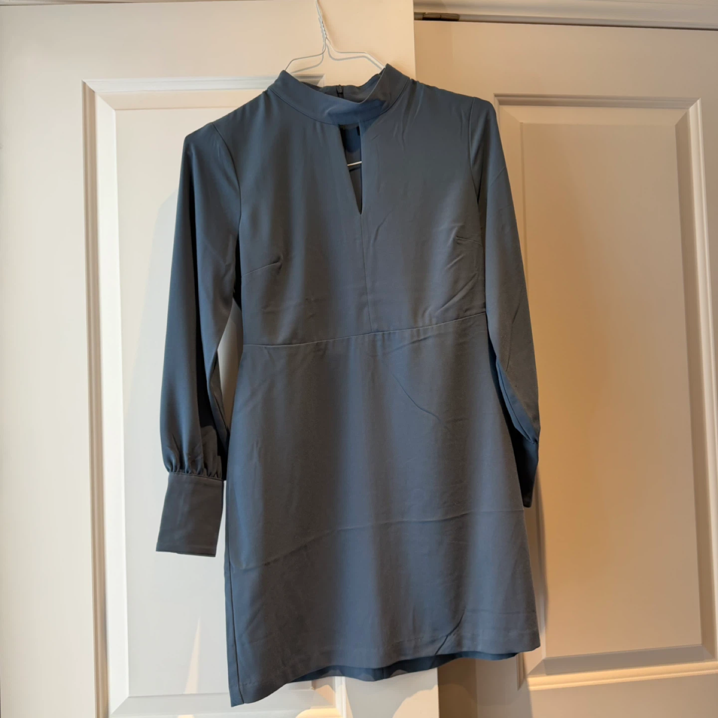Blue Dress with Keyhole Neckline