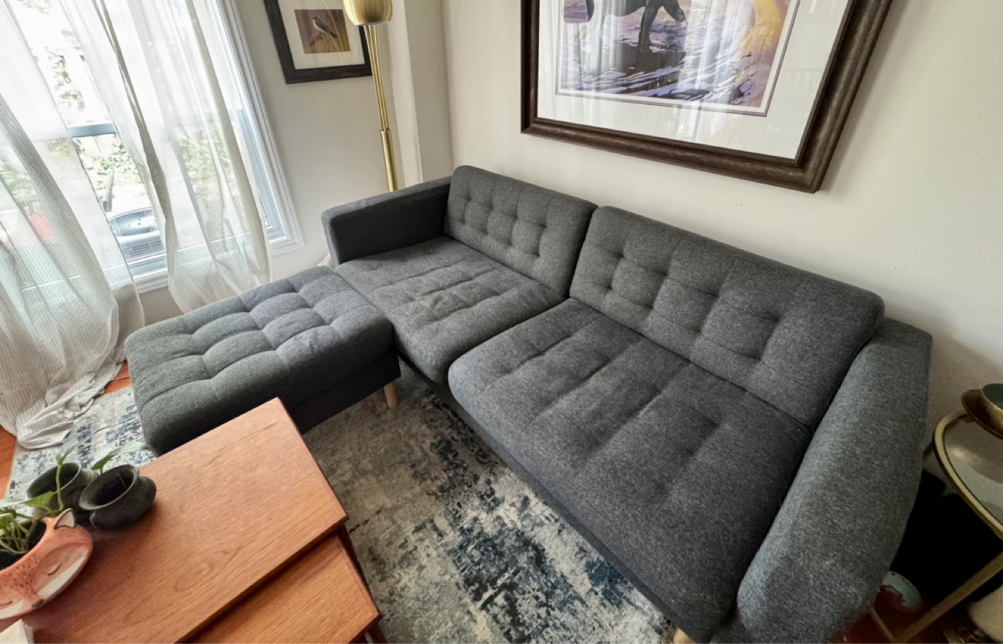 Grey Sectional Sofa with Ottoman - photo 2