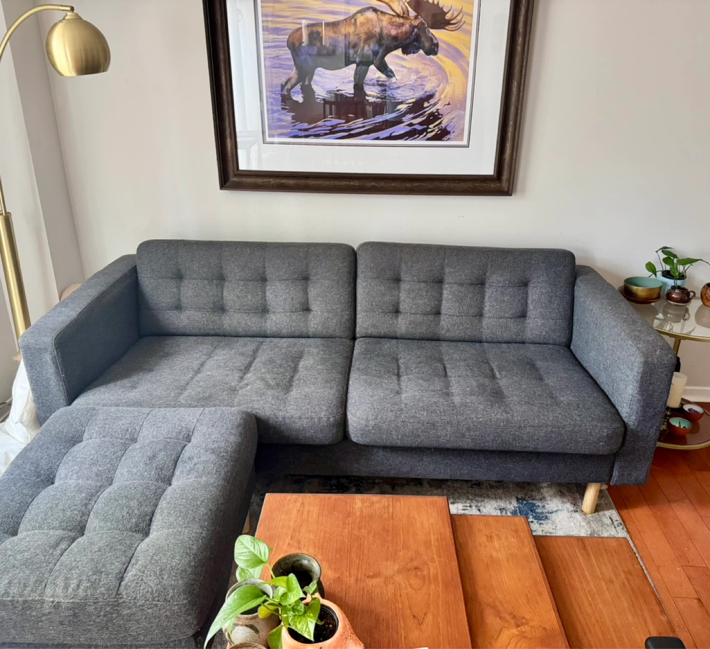 Grey Sectional Sofa with Ottoman