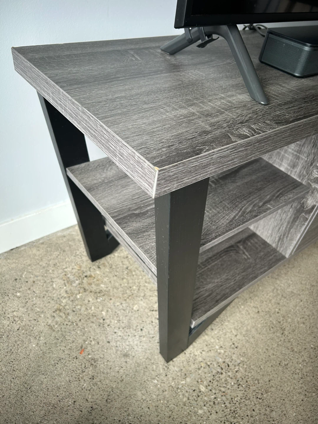 Grey Woodgrain TV Stand with Drawers and Shelves - photo 4