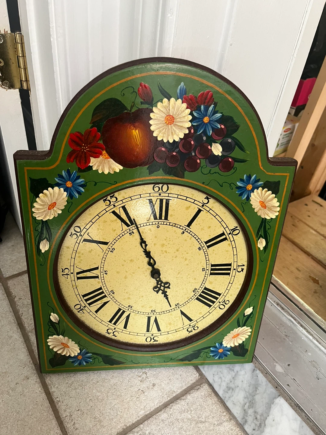 Country Corner Decorative Clock with Fruit and Flower Design
