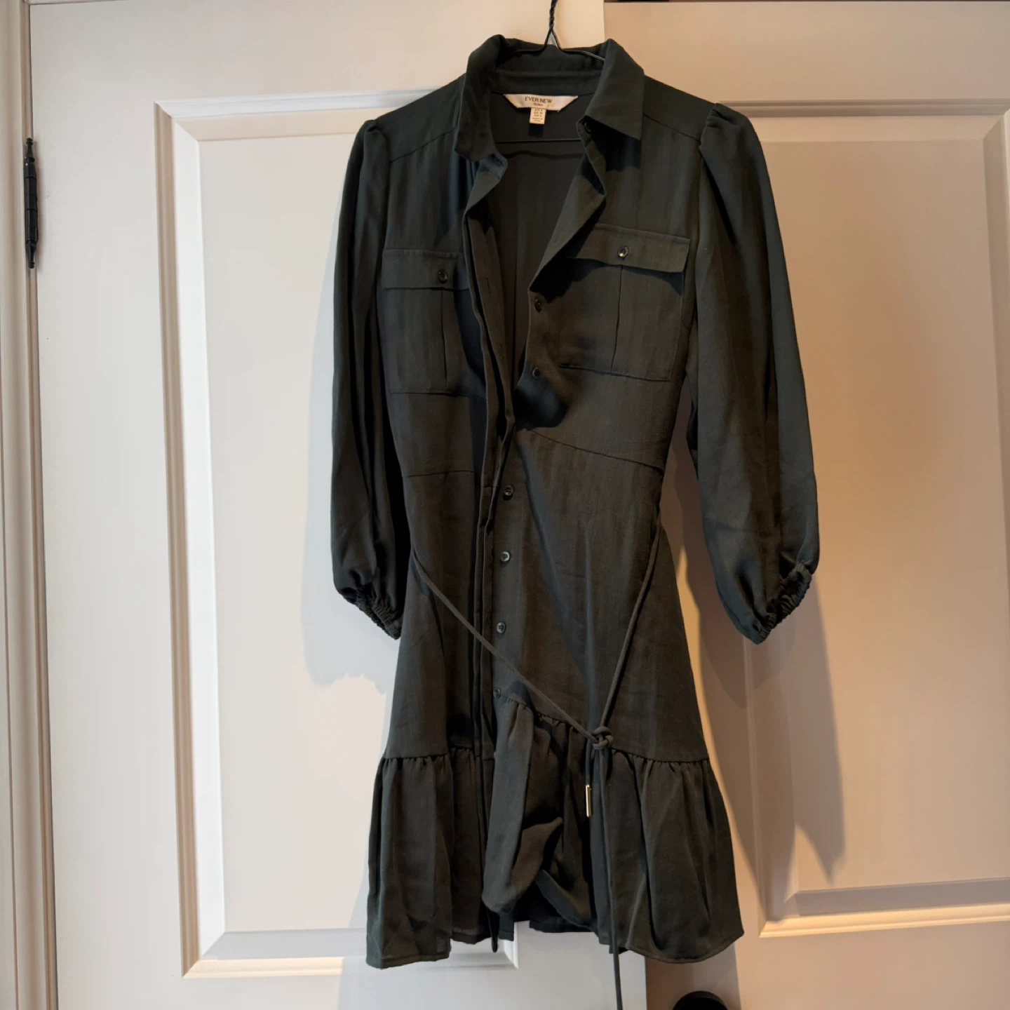 Ever New Button-Up Shirt Dress - Dark Green