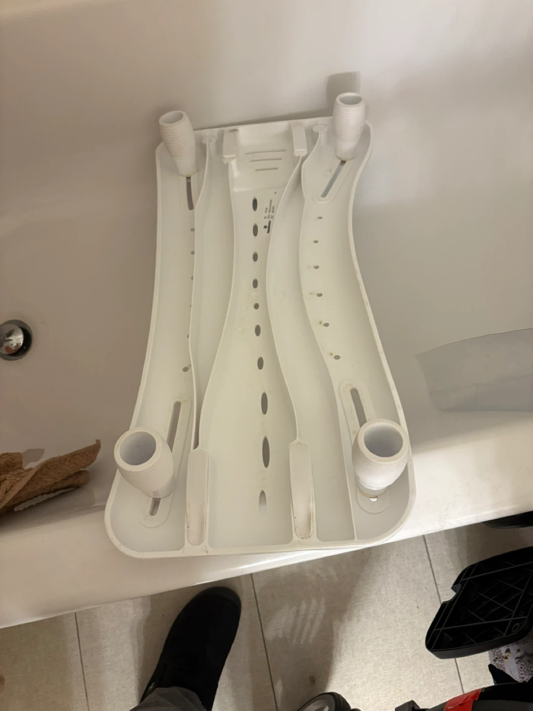 White Bath Transfer Bench Seat with Blue Handle - photo 2