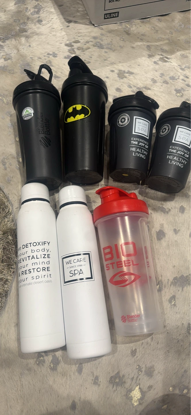 Assorted Shaker Bottles and Water Bottles