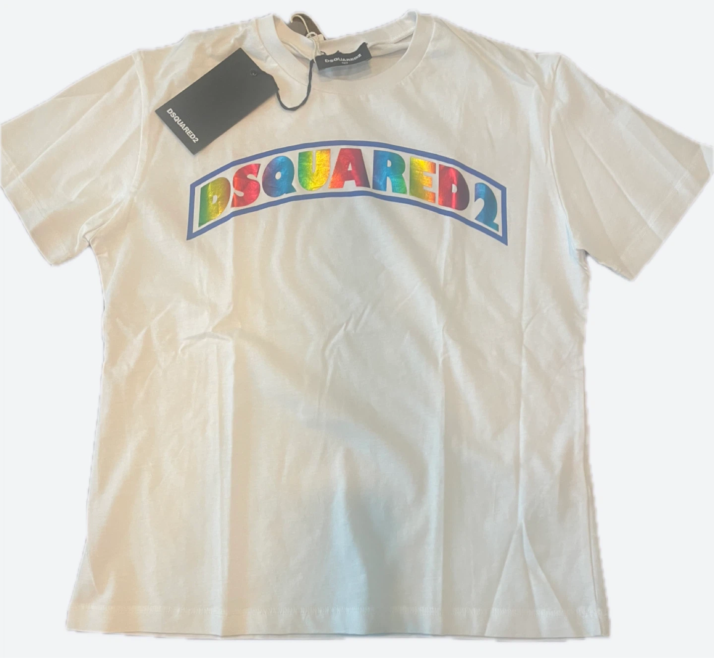 DSquared2 White Rainbow Logo T-Shirt Youth Size 12Y