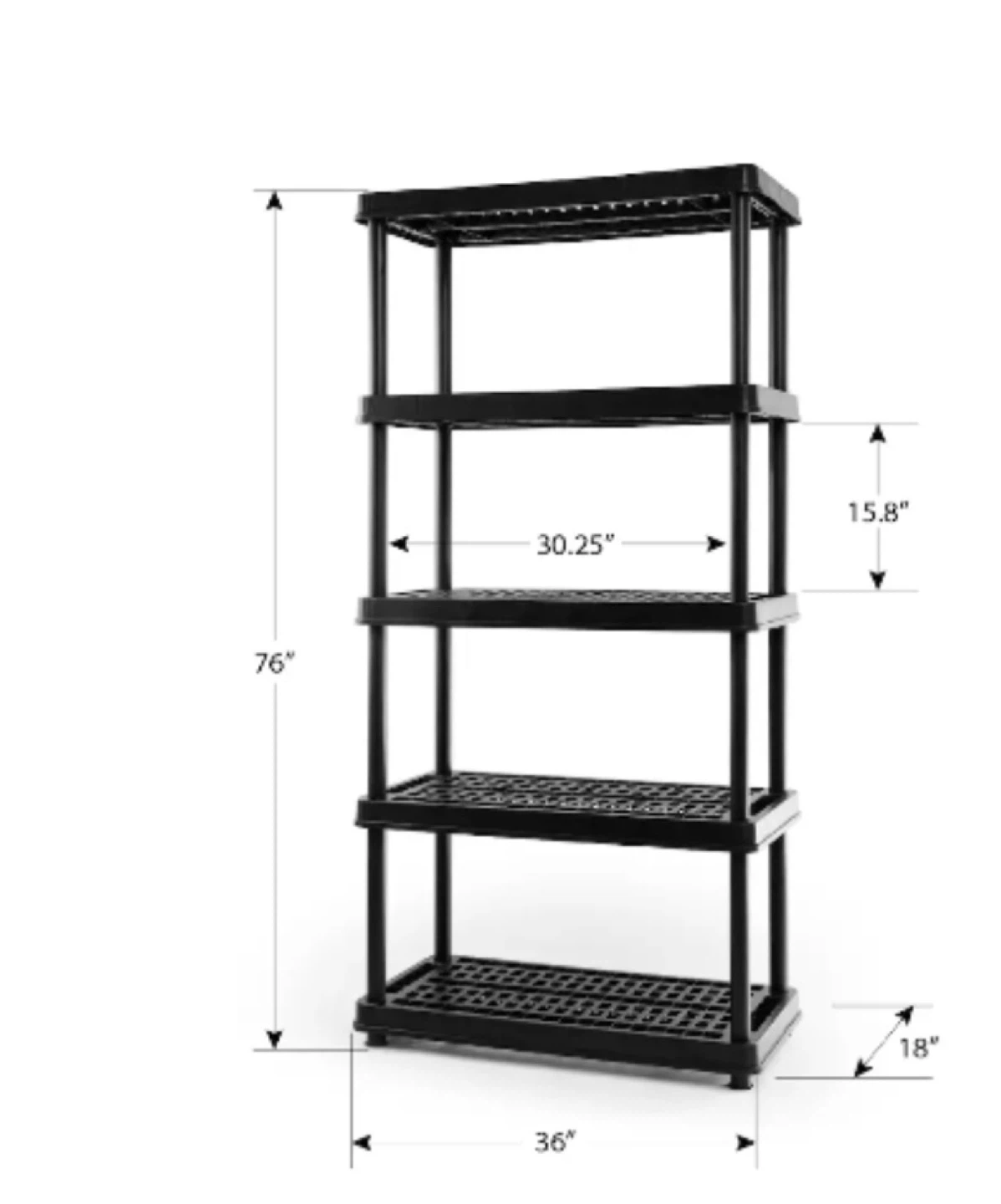 5-Tier Black Storage Shelving Unit - photo 2