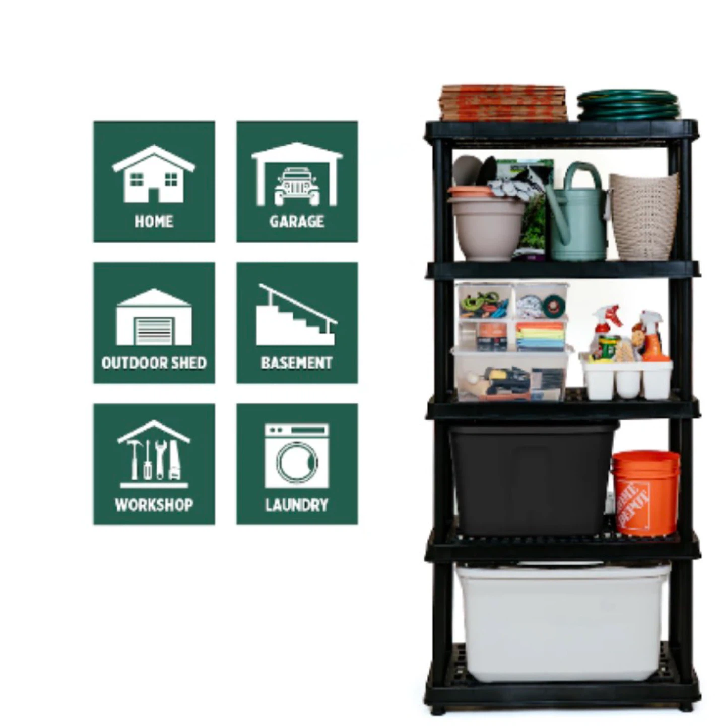5-Tier Black Storage Shelving Unit - photo 4