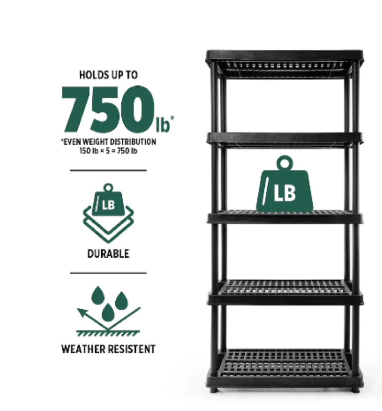 5-Tier Black Storage Shelving Unit - photo 3