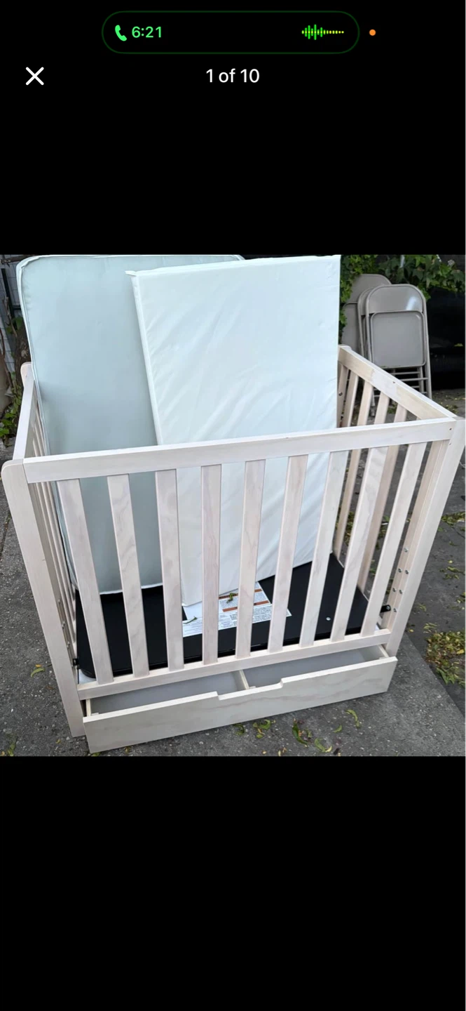Wooden Baby Crib with Drawers and Mattresses - photo 2