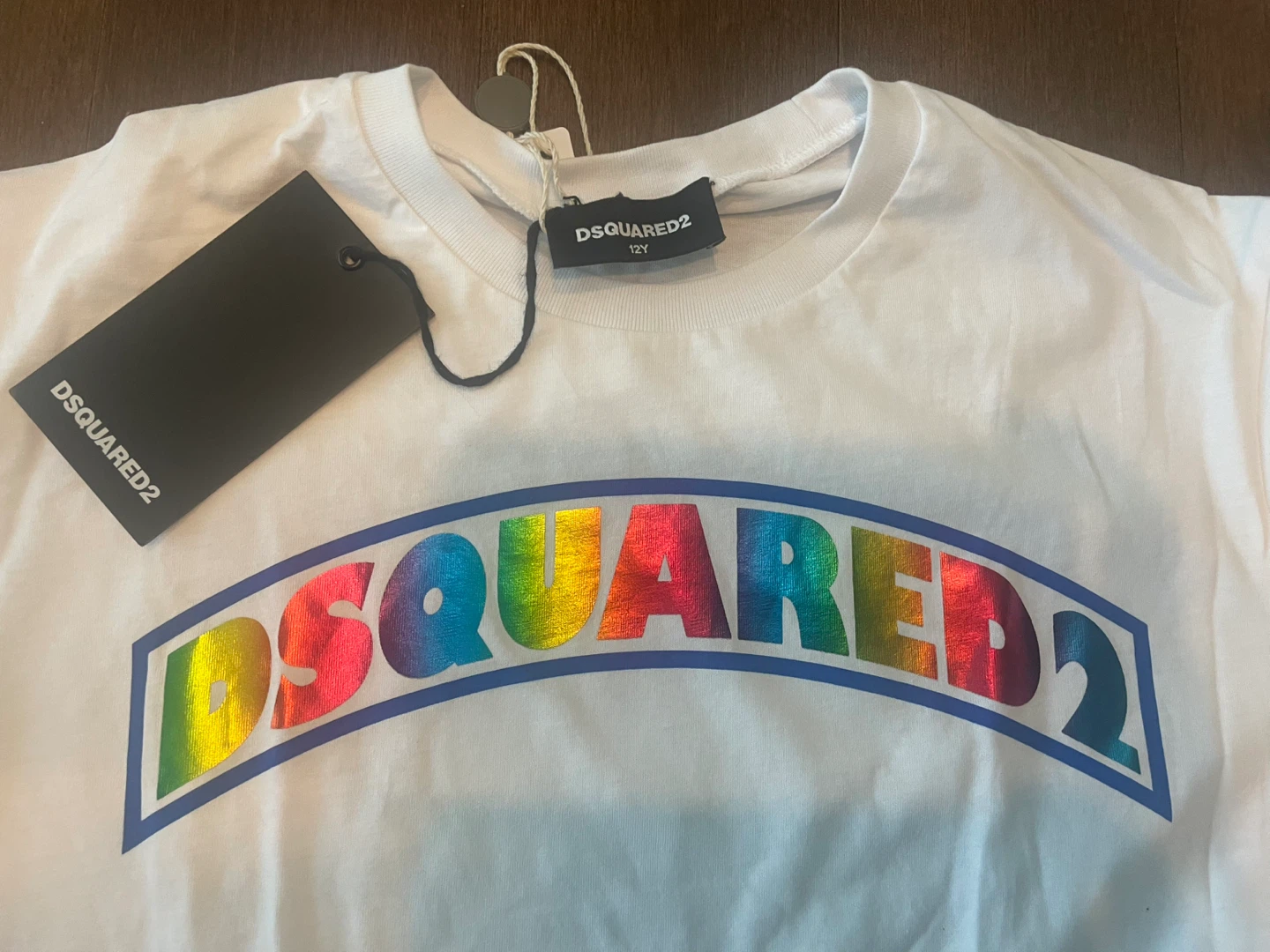 DSquared2 White Rainbow Logo T-Shirt Youth Size 12Y - photo 4