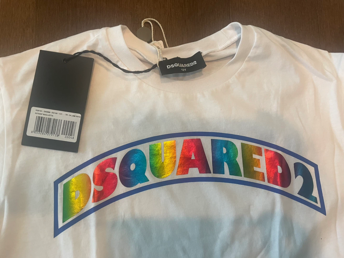 DSquared2 White Rainbow Logo T-Shirt Youth Size 12Y - photo 5