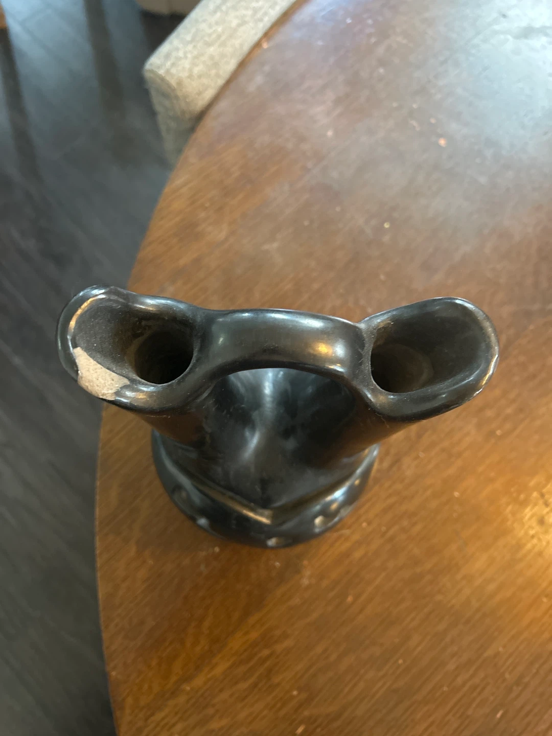 VINTAGE BLACK POTTERY Native American WEDDING VASE - photo 3