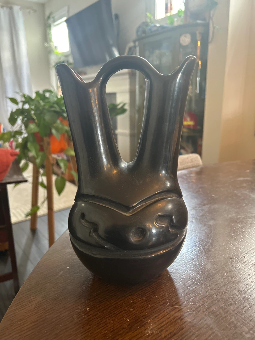 VINTAGE BLACK POTTERY Native American WEDDING VASE