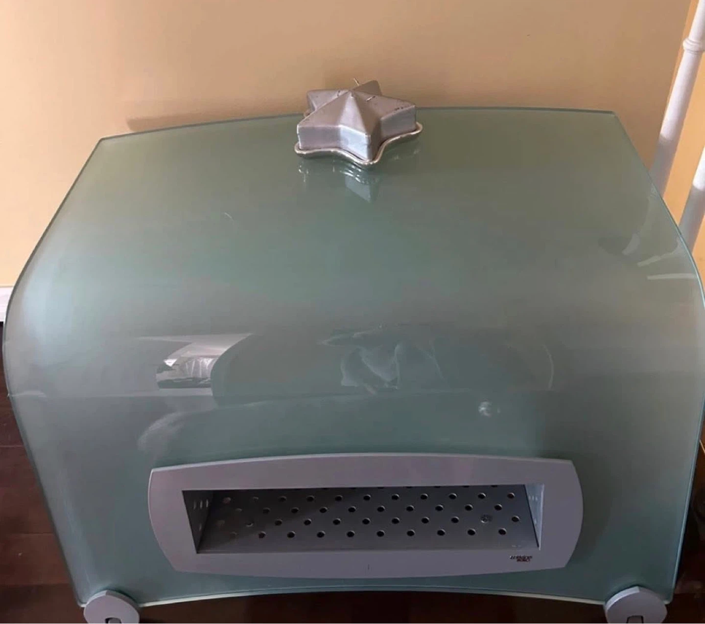 Frosted Glass Side Table with Star Accent