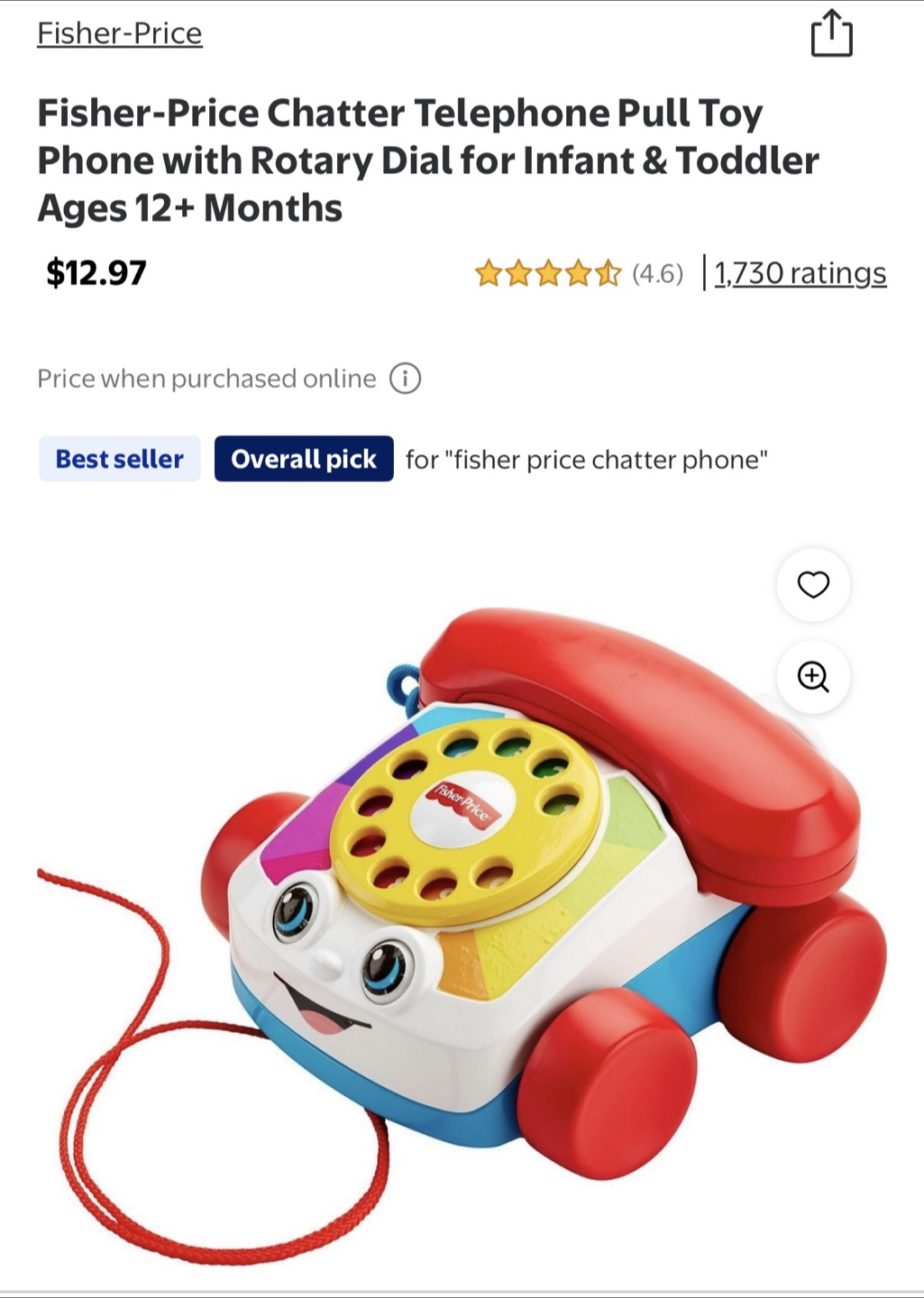 Fisher-Price Chatter Telephone Pull Toy
