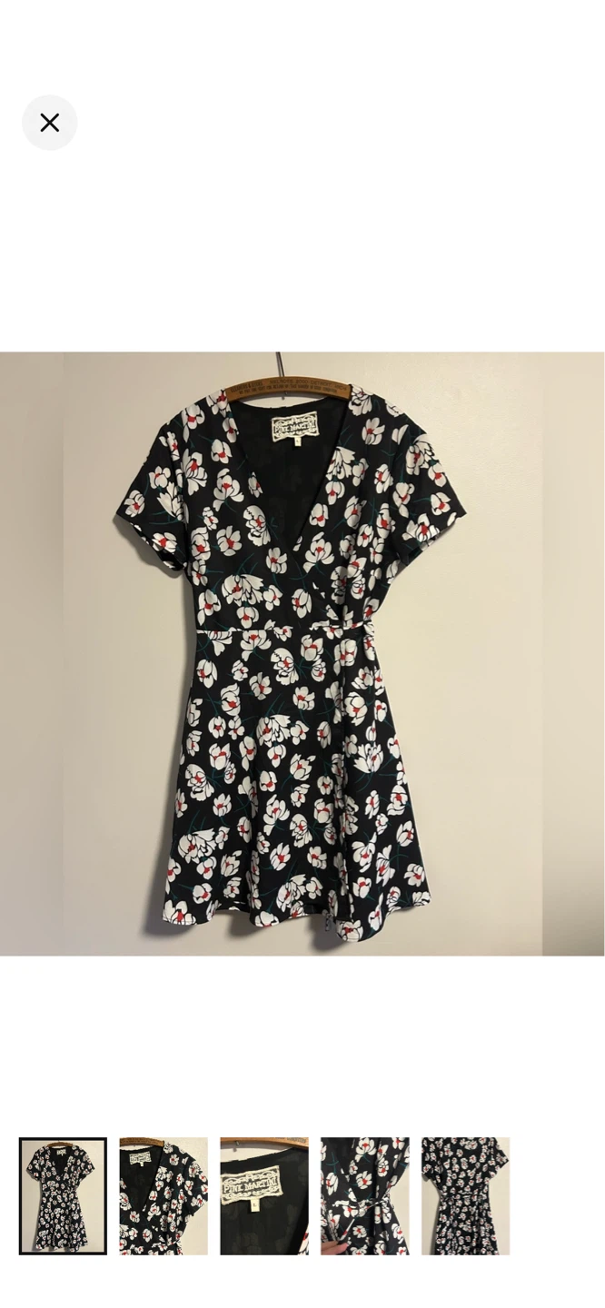 Pink Martini Black Floral Wrap Dress Size L