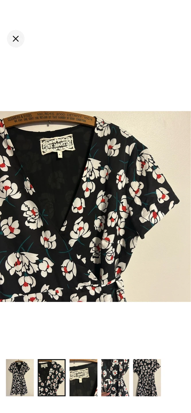 Pink Martini Black Floral Wrap Dress Size L - photo 2