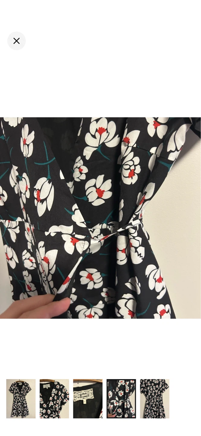 Pink Martini Black Floral Wrap Dress Size L - photo 4