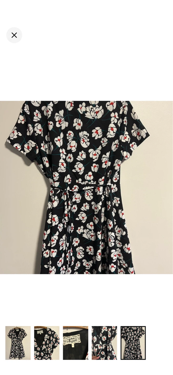 Pink Martini Black Floral Wrap Dress Size L - photo 5