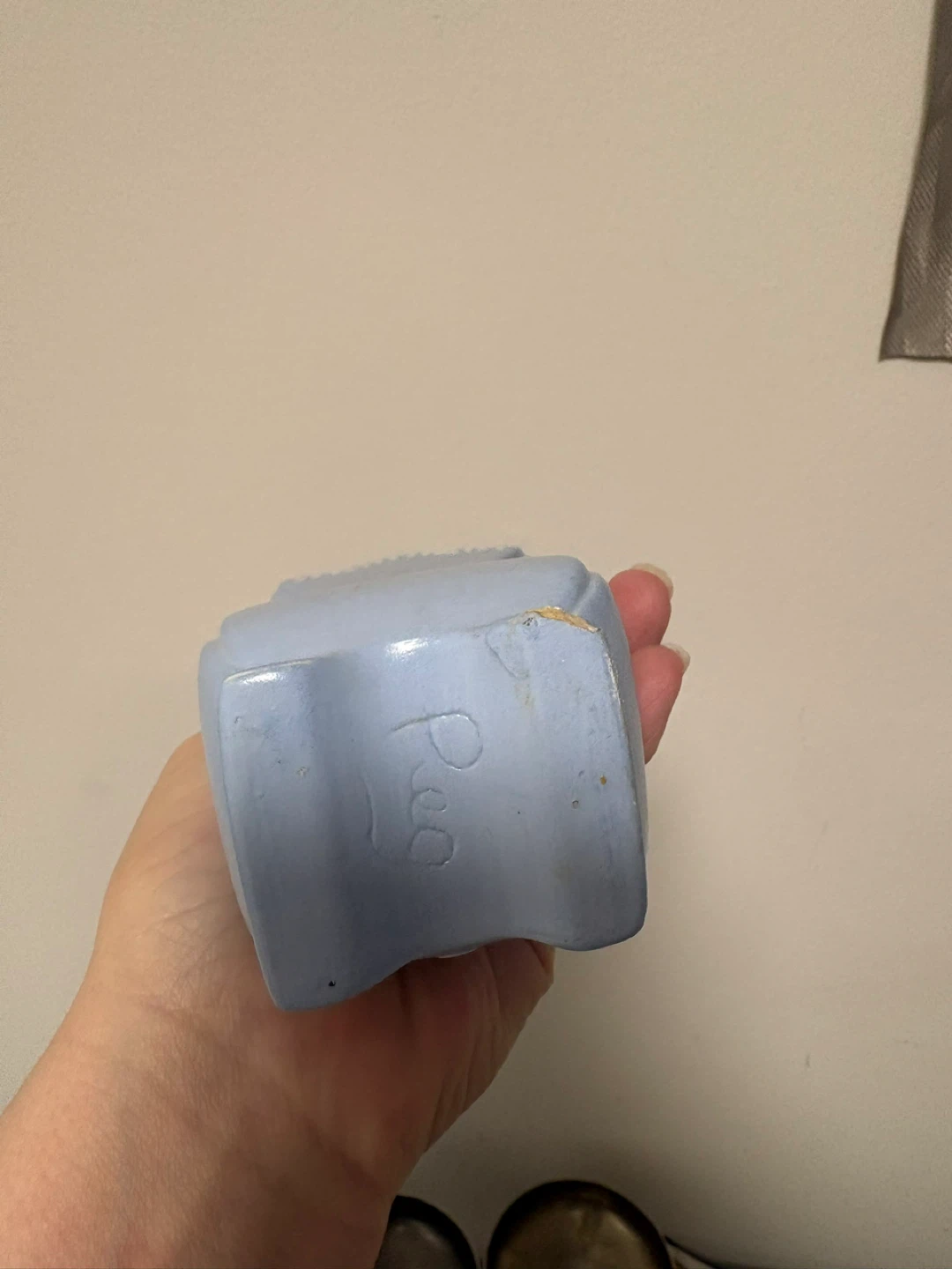 Pale Blue Decorative Vase with White Relief - photo 2